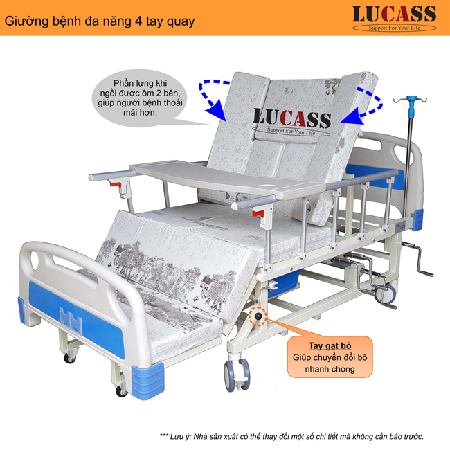 Giường bệnh 4 tay quay Lucass GB-T41(GB63C)